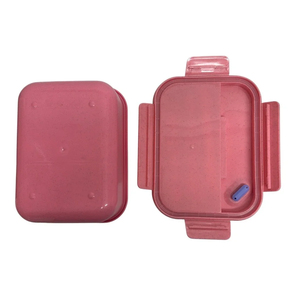 Roxy Hard Lunch Box Food Container with Utensils Snap Lid EUC Pink Floral